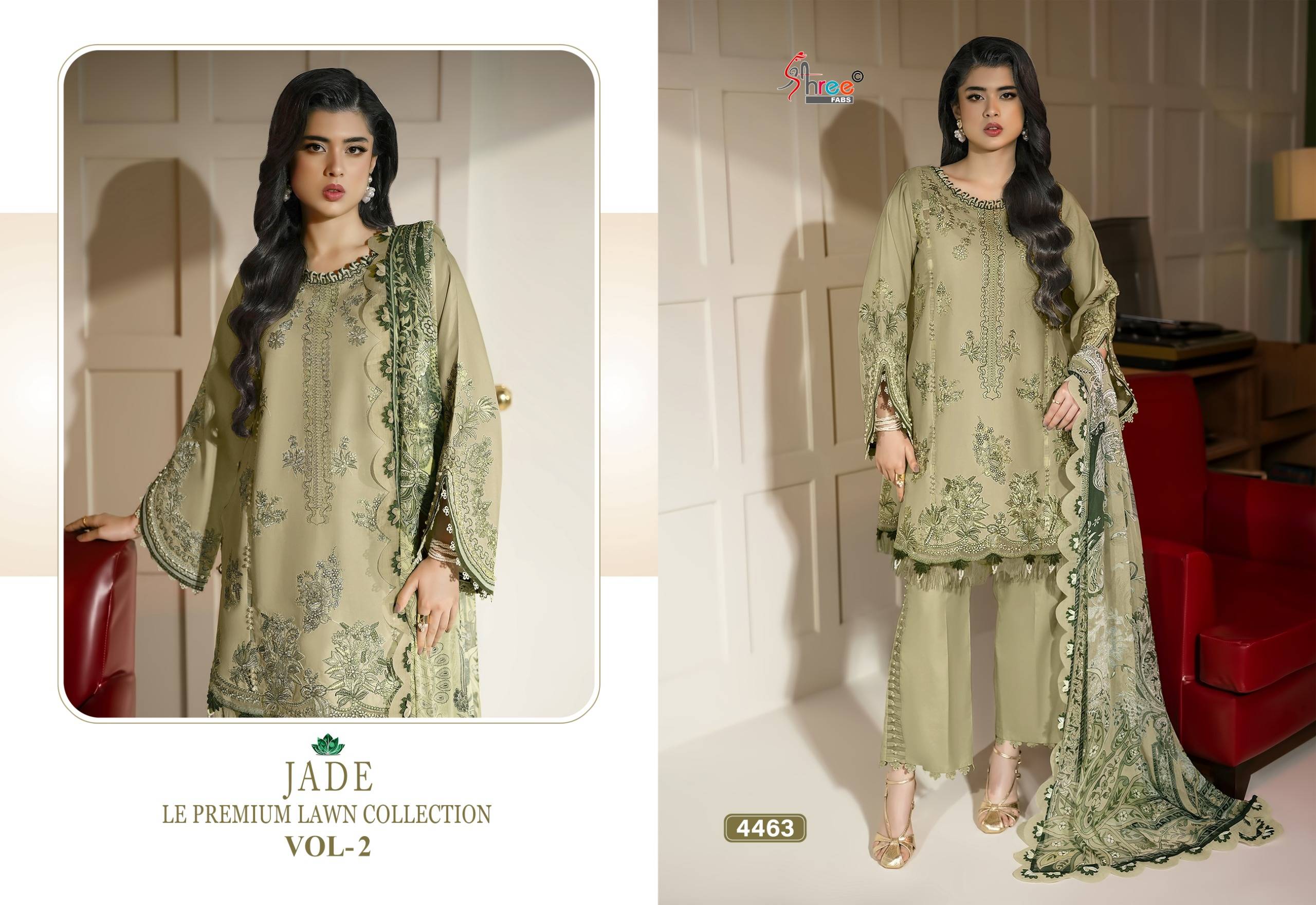 JADE LE PREMIUM LAWN COLLECTION VOL-02 by  Shree fabs 4461 to 4466 series Indian Pakistani ethnic wear Pure Cotton At Wholesale Price
